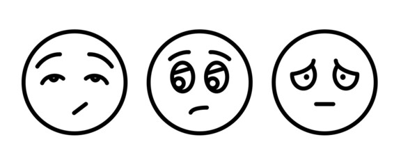 Pensive face line icon. Sad face with open eyes. Disappointed, hurt or lonely emoticon. Facial expression button, vector, sign, symbol, logo, illustration, editable stroke, flat design style