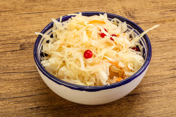 Sauerkraut with cranberry in the bowl