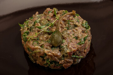 Raw beef tartar with capers