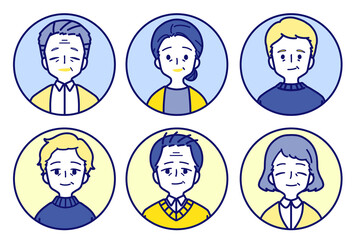 人物アイコンセット_シニア_笑顔