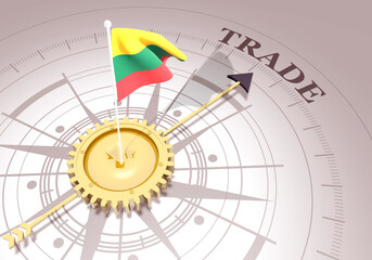 Global business concept. Waved flag of Lithuania