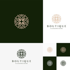 Minimalist elegant flower rose luxury beauty salon, fashion, skin care, cosmetic, yoga and spa products. logo templates and business card design.