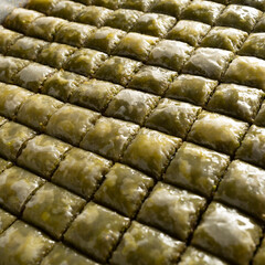 pistachio baklava a tray of baklava