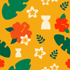 Illustration of tropical floral seamless pattern