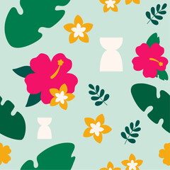 Illustration of tropical floral seamless pattern