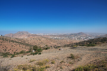 Fototapeta na wymiar Nature of Hejaz Mountains close Taif city in Makkah Province, Saudi Arabia