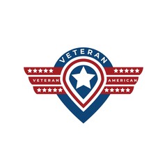 American Flag Emblem Wings logo design