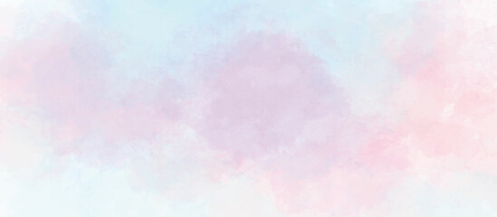 Light sky pink, purple shades and blue watercolor paper textured illustration for grunge design, vintage card, retro templates. Smooth pastel colors wet effect hand drawn canvas aquarelle background. © Creative
