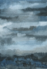Watercolor background with blue and gray stains and gradient - 464964066
