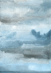 Watercolor background with blue and gray stains and gradient - 464964067