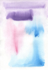 Watercolor background with blue, pink and violet stains and gradient - 464964068