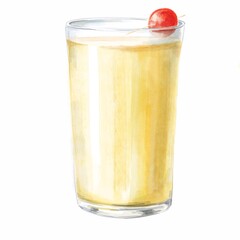 Classic snowball cocktail in a glass on white background. Drink illustration.
