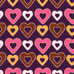 Donuts seamless pattern. Sweet food. Design for fabric print, bakery