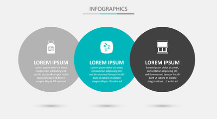 Fototapeta premium Set Sleepy, Sleeping pill and Window with curtains. Business infographic template. Vector