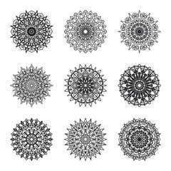 Collections Circular pattern in the form of a mandala for Henna, Mehndi, tattoos, decorations. Decorative decoration in ethnic oriental style. Coloring book page.