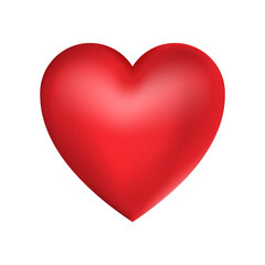 Realistic red heart isolated on white background. Vector illustration.