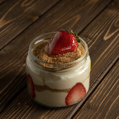 strawberry dessert in glass bowl