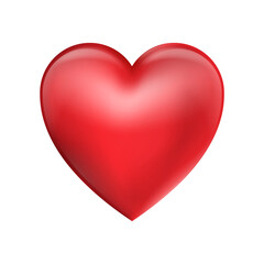 Realistic red heart isolated on white background. Vector illustration.