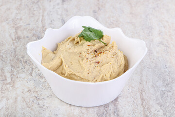 Traditional Jewish Hummus with olive oil