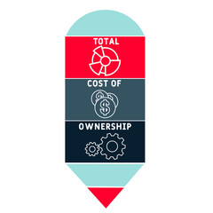 TCO - Total Cost of Ownership acronym. business concept background.  vector illustration concept with keywords and icons. lettering illustration with icons for web banner, flyer, landing pag