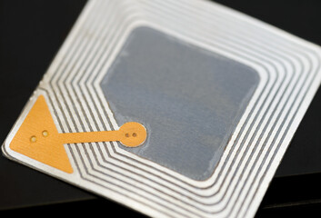 RFID tag. Macro with shallow depth of field.