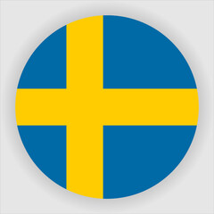 Sweden Flat Rounded Country Flag button Icon
