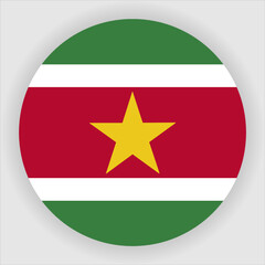 Suriname Flat Rounded Country Flag button Icon