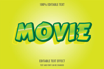 movie 3 dimension editable text effect modern emboss style
