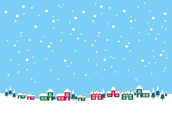 クリスマスカラーの冬の街　winter town 01