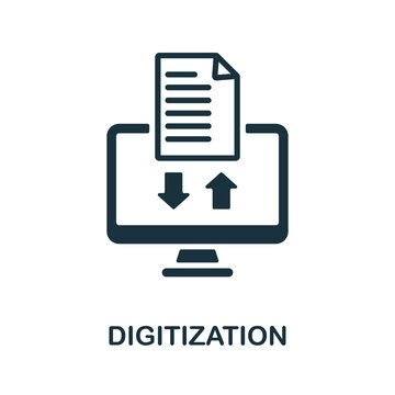 Digitization icon. Monochrome sign from industry 4.0 collection. Creative Digitization icon illustration for web design, infographics and more