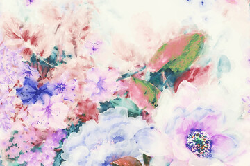 Obraz na płótnie Canvas Beautiful watercolor rose flower illustration