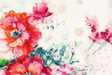 Beautiful watercolor rose flower illustration
