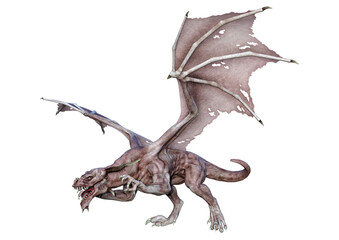 3D Rendering Fairy Tale Dragon on White