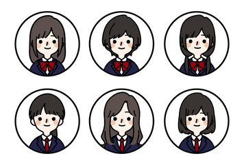 人物アイコンセット_女子高生