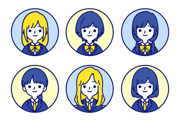 人物アイコンセット_女子高生