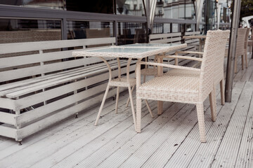 Fototapeta na wymiar Chair in cafe outdoor.