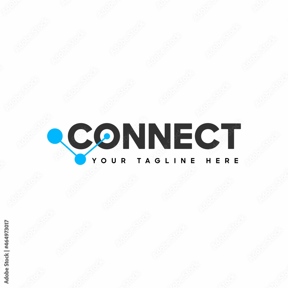 Aufkleber Connect Blue Turquoise and Black Uppercase Logo Design Template Elements. Connected linked o letters with dots. Modern Networking Logo Design Vector.