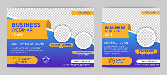 Obraz premium Marketing Strategies live webinar banner invitation and social media post template. Business webinar invitation design