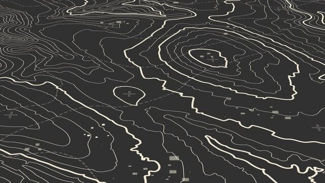 Seamless loop 4k topographic map animation.