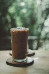 A glass of iced mocha coffee