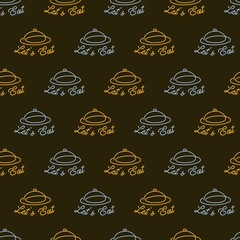 Dinner Cloche Lid Vector Graphic Silhouette Seamless Pattern