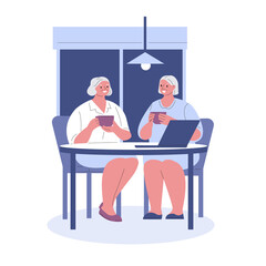 Young woman housewife housekeeper makes cleaning vacuums the sofa. Vector illustration in flat style.