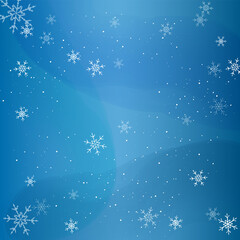 水彩画風の青い背景に雪の結晶のイラスト　背景素材