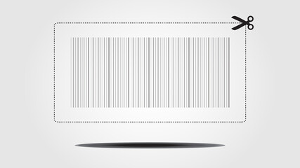 Coupon with bar codes and scissors on isolated background