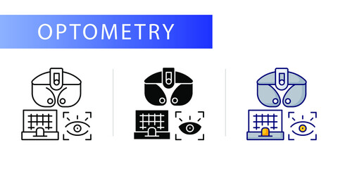 Optometry (Phoropter). Line icon concept - obrazy, fototapety, plakaty