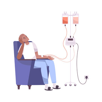 patient receiving iv treatment in chair clip art preview