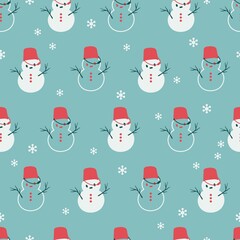 Winter Season and Snowman Vector Graphic Silhouette Seamless Pattern