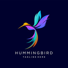 Fototapeta premium Hummingbird Logo - Colorful Bird Logo Art Design