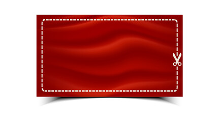 Voucher Offers, Coupon Sale and Promotions Vector Template with Scissors and dotted line on red background