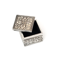 Silver jewelry box for a gift isolated on a white background